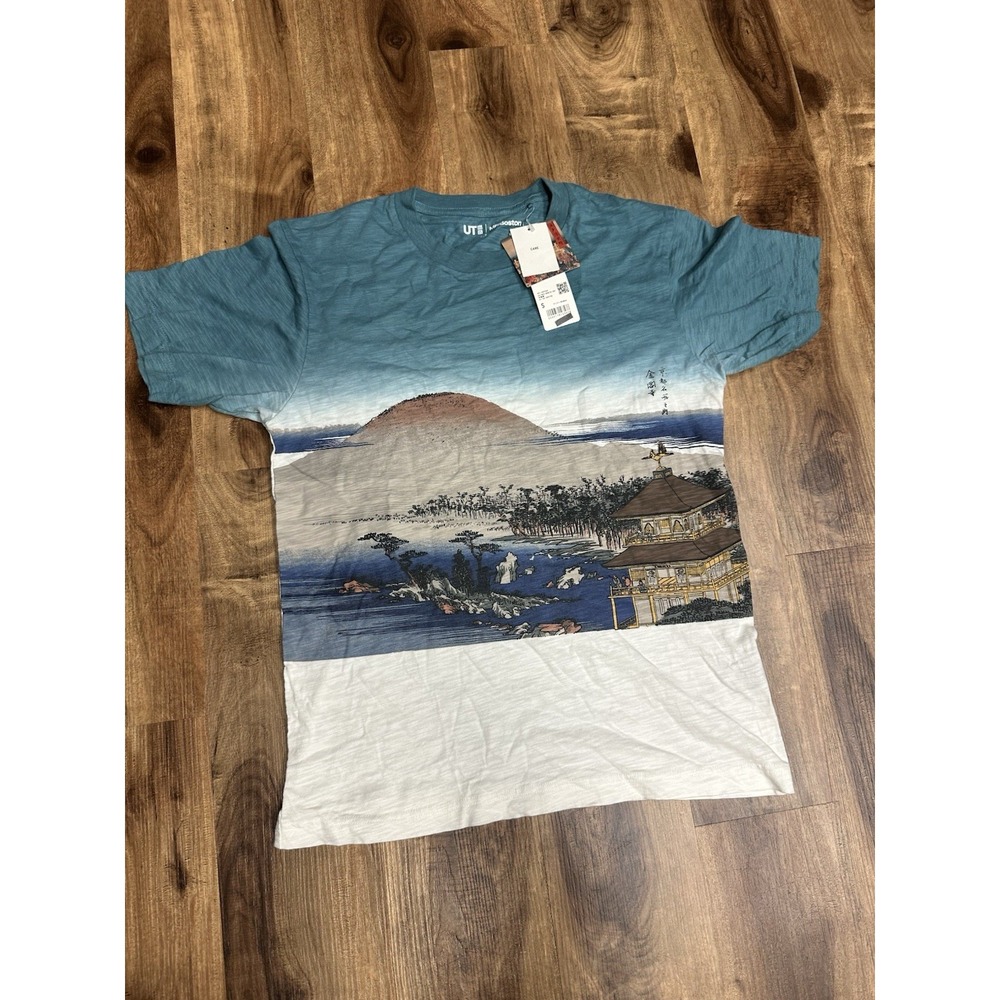 Uniqlo UT Ukiyo-e MFA Boston Japanese Print Utagawa T-Shirt Teal White Small NWT